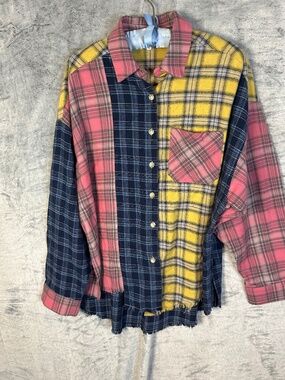 AEMI + CO Neela Multi-Color Plaid Flannel Shirt (Style 8316DN)